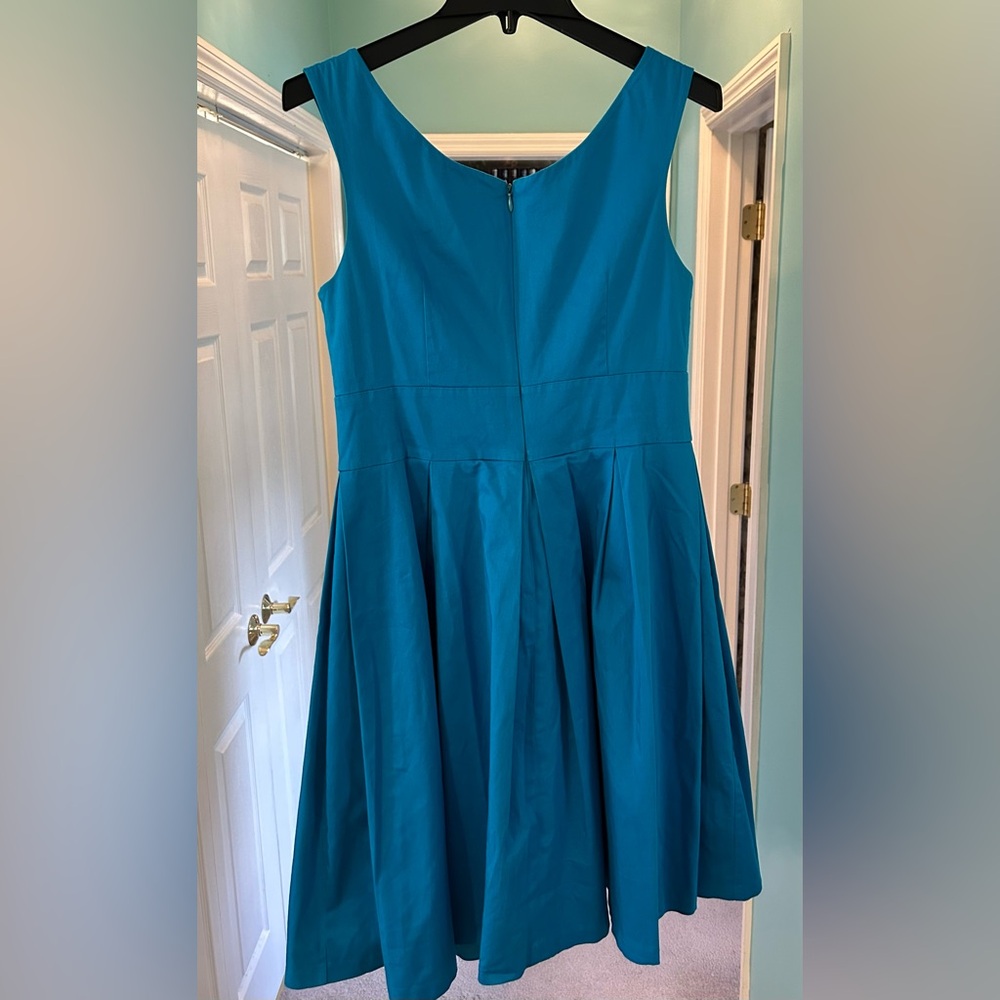 Calvin Klein Teal Sleeveless Pleated Fit & Flare Dress Size 10 - Picture 2 of 5